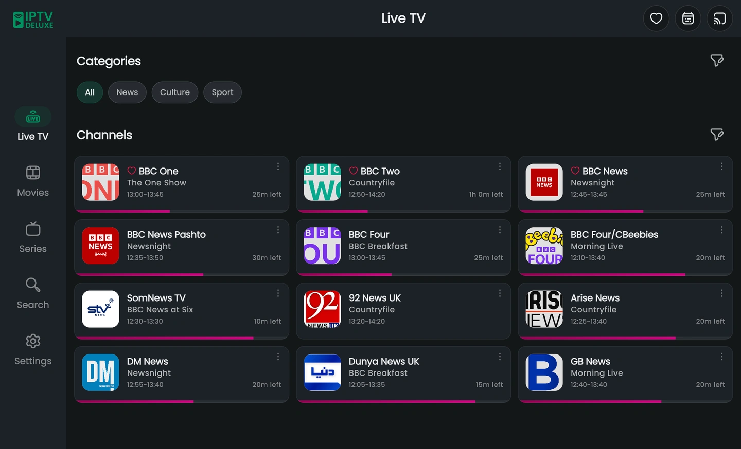 IPTV Deluxe app preview