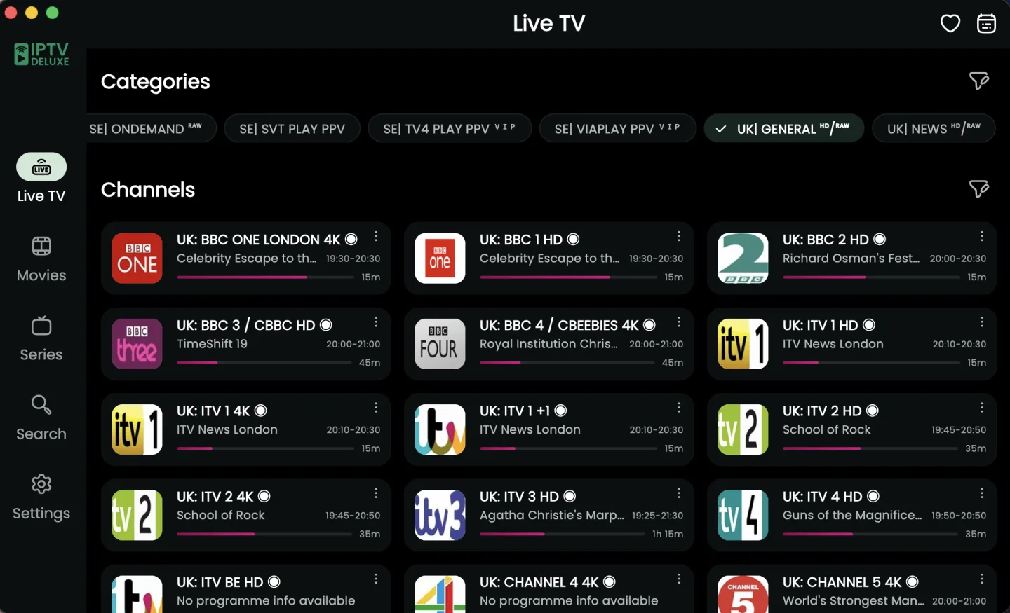 Anteprima dell'app IPTV Deluxe